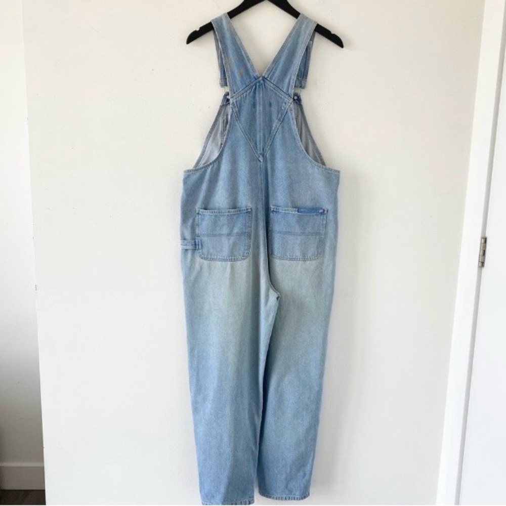 VINTAGE 90s Light Denim Baggy Overalls - Picture 3 of 10